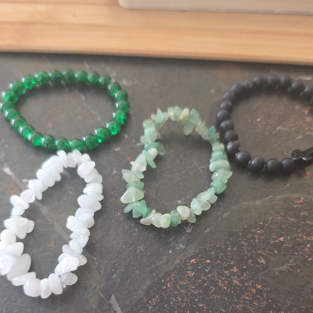 Elegant Multi-Color Beaded Bracelet Set Possible Crystals